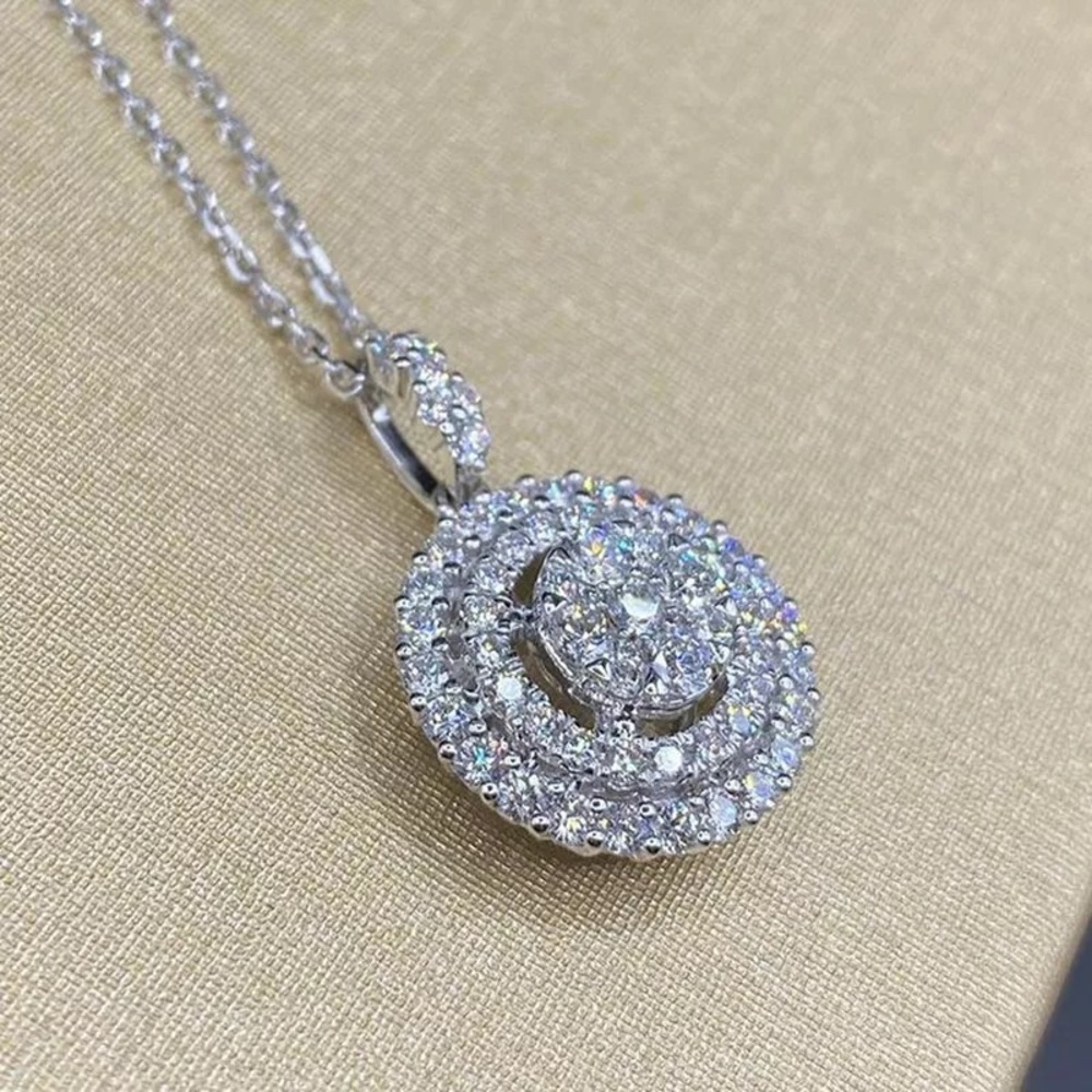 New Women’s Classic Design 925 Silver Diamond Necklace